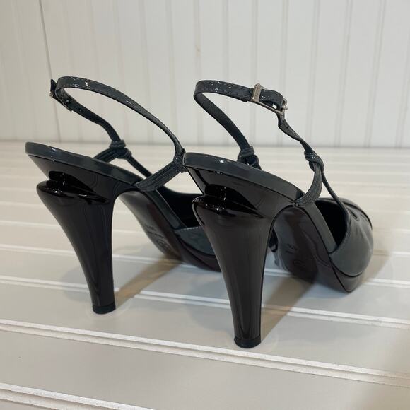 Chanel Green Patent Leather Color Block Slingback Dress Shoes EU 38.5 - US 8 - Picture 5 of 12